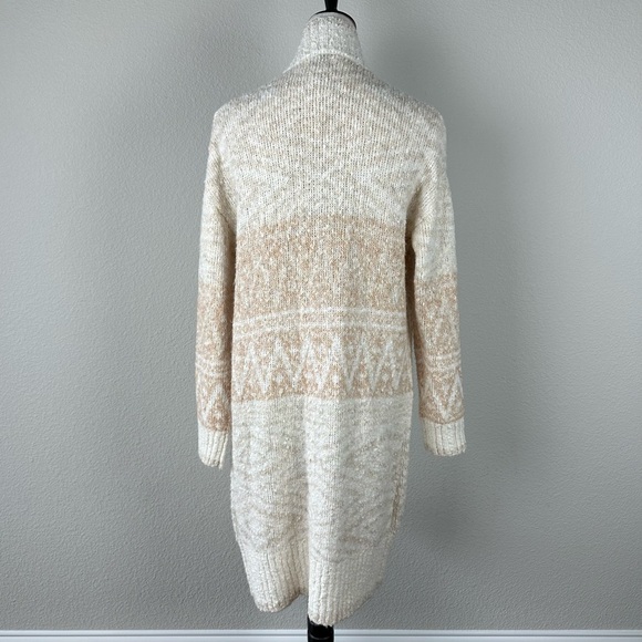 JOIE Longline Nordic Duster Cardigan in Cream/Tan Bouclé Knit Size X-Small (NWT) - Picture 3 of 14